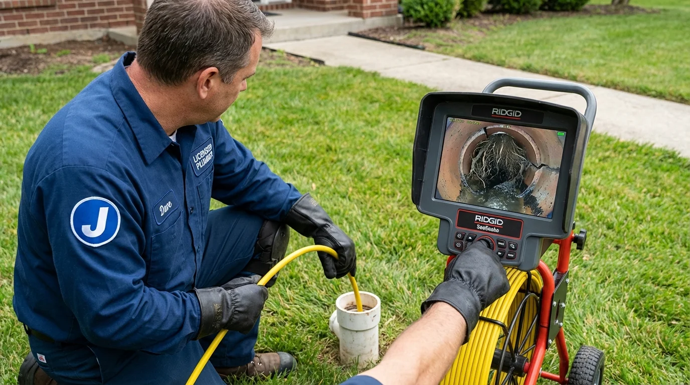 Sewer camera inspection being performed by Johns Plumbing LLC in Fort Bragg